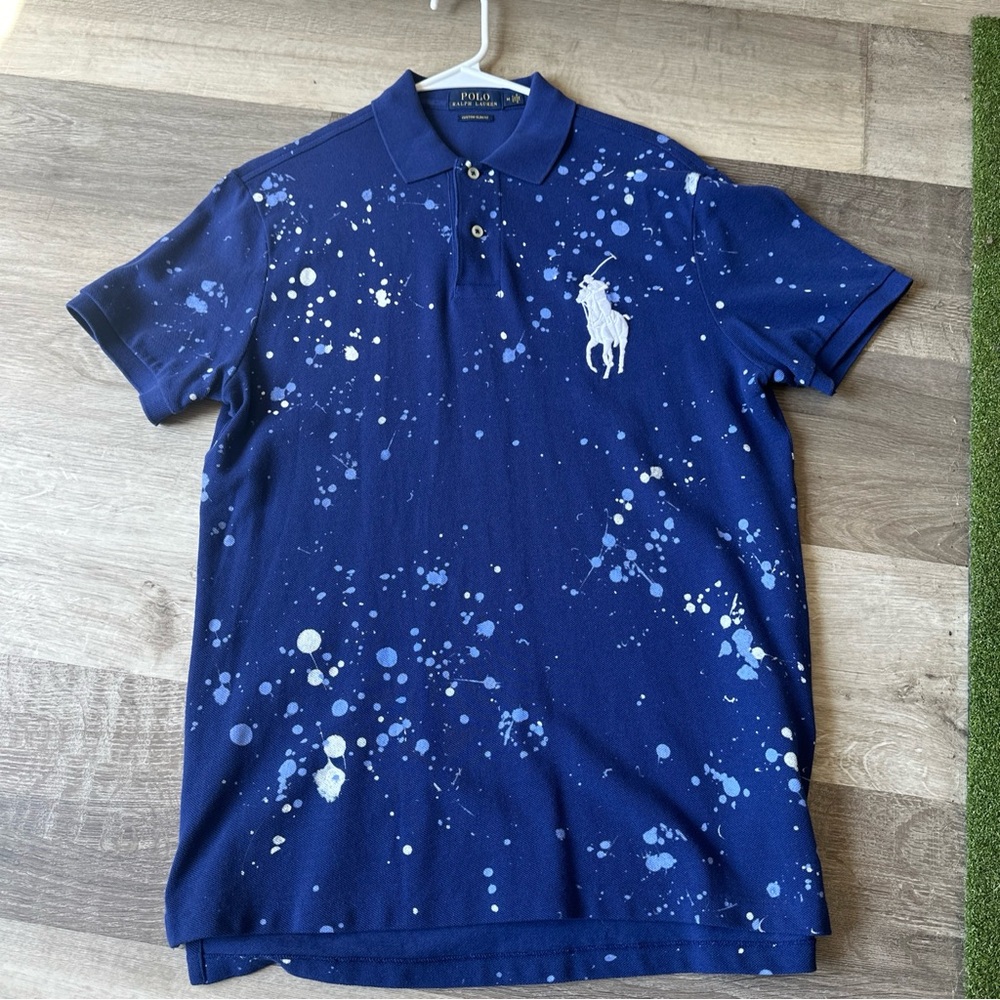 Men’s Ralph Lauren Navy Polo Shirt Slim Fit Size M